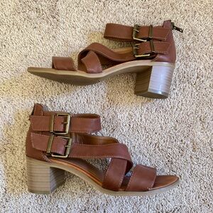 Brown Strappy Block Heel Sandals